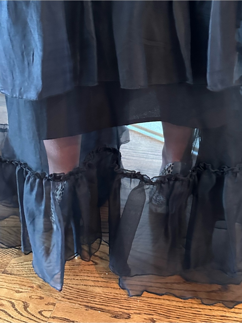 P.A.R.O.S.H. Black Silk Tiered Ruffle High and Low Maxi Skirt Women's Size  XL🌸 - Picture 7 of 13